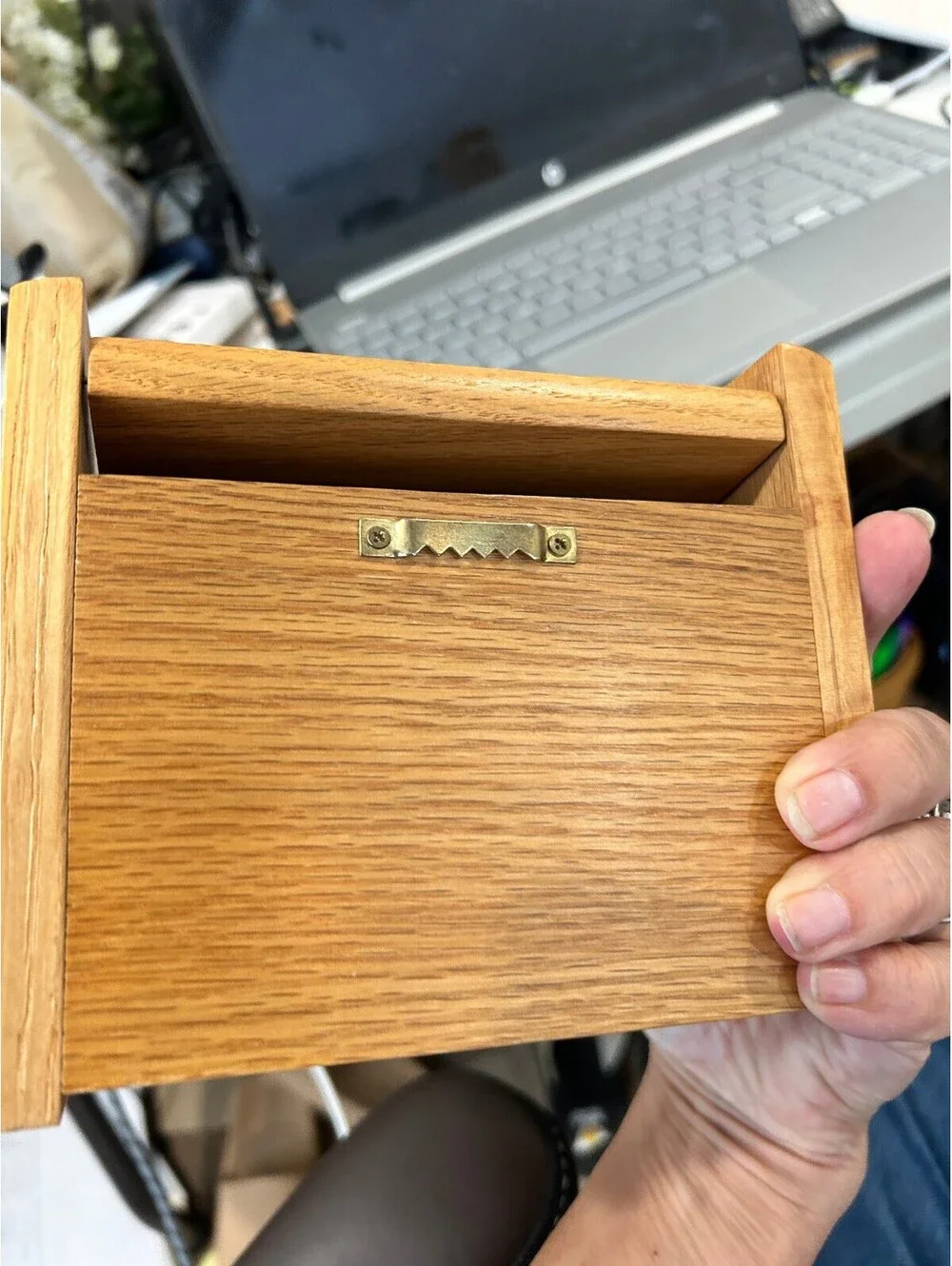 Oak Wooden RECIPE storage box with lid can hang on wall